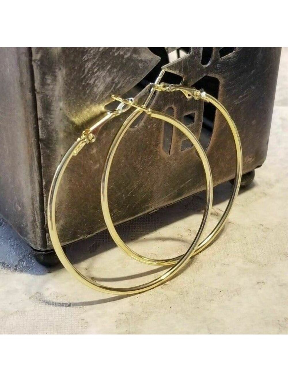 Classic Gold Hoop Earrings 2" 50mm Wide